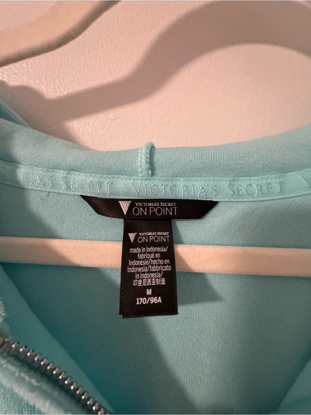 Victoria's Secret Velour Light Aqua Zip-Up Hoodie Jacket - Picture 3 of 4